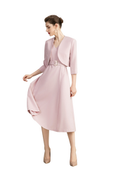 Two Piece Pink Blazer Dress Set - FashionByTeresa